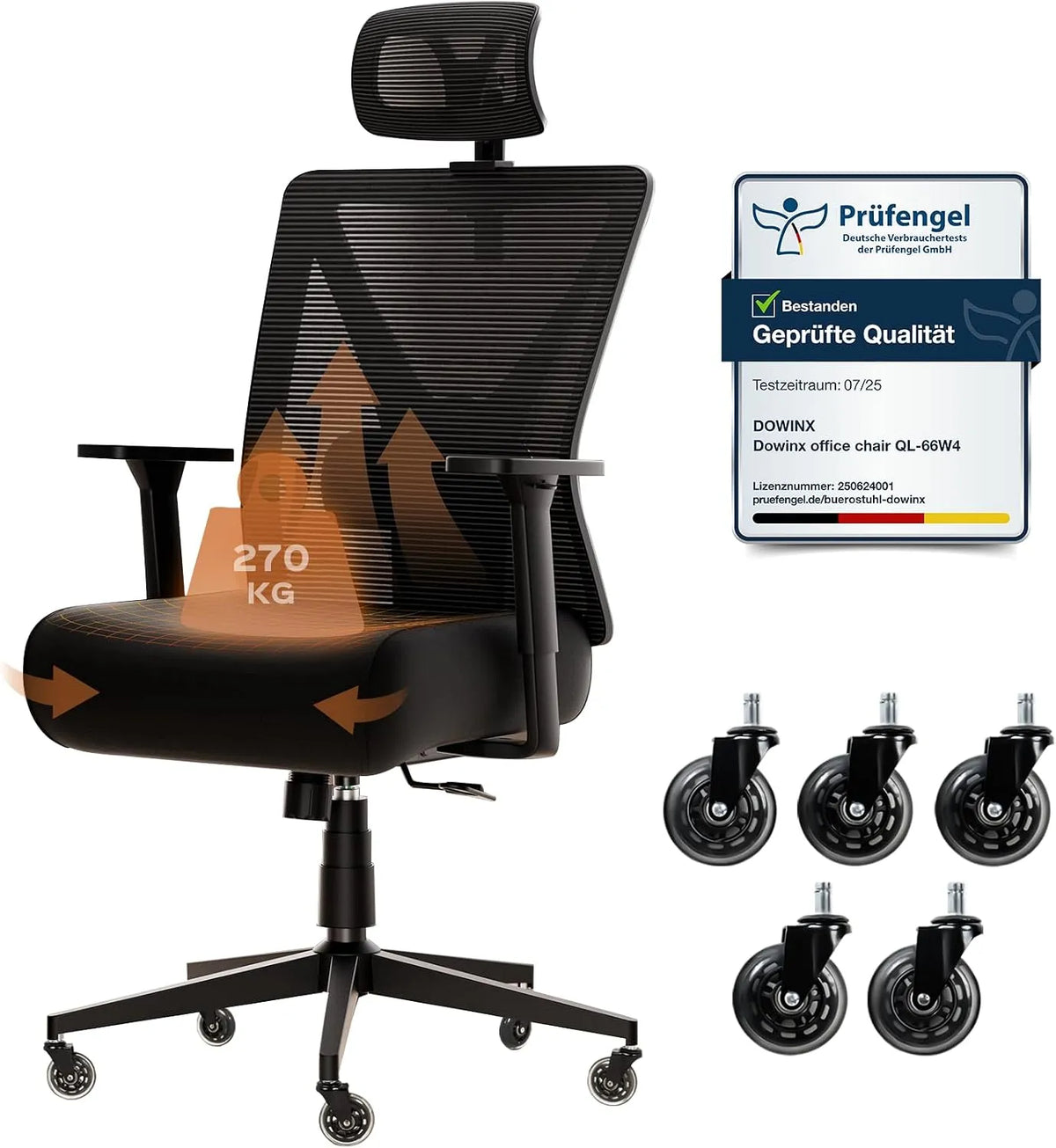 Schreibtisch und Computertisch — aus Metall, 3D-/4D-Technologie, höhenverstellbar, mit Armlehnen, 270 kg, schwarz