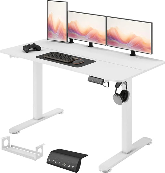 Schreibtisch und Computertisch: höhenverstellbar, 140 × 70 cm, weiß