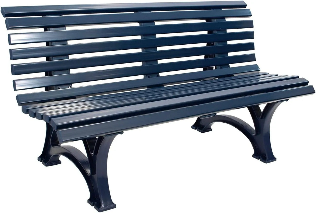 Gartenbank und Terrassenbank – aus Kunststoff, wetterfest, 3-sitzer, 150cm, blau