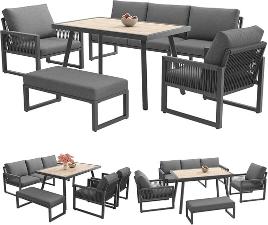 Gartensofa und Outdoor-Loungesofa – mit Kissen, wetterfest, grau