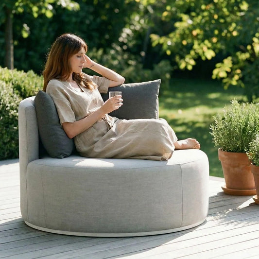 Gartensofa und Outdoor-Loungesofa – mit Kissen, wetterfest, aus Aluminium, grau, mit Stoffbezug