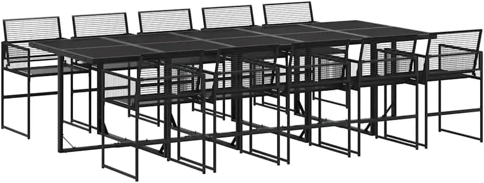 Essgruppe — TLG, aus Polyrattan, 11-TLG, schwarz