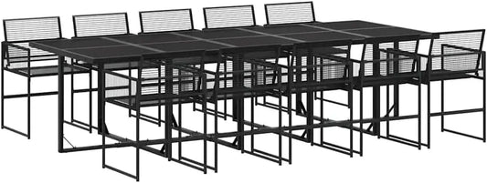Essgruppe — TLG, aus Polyrattan, 11-TLG, schwarz