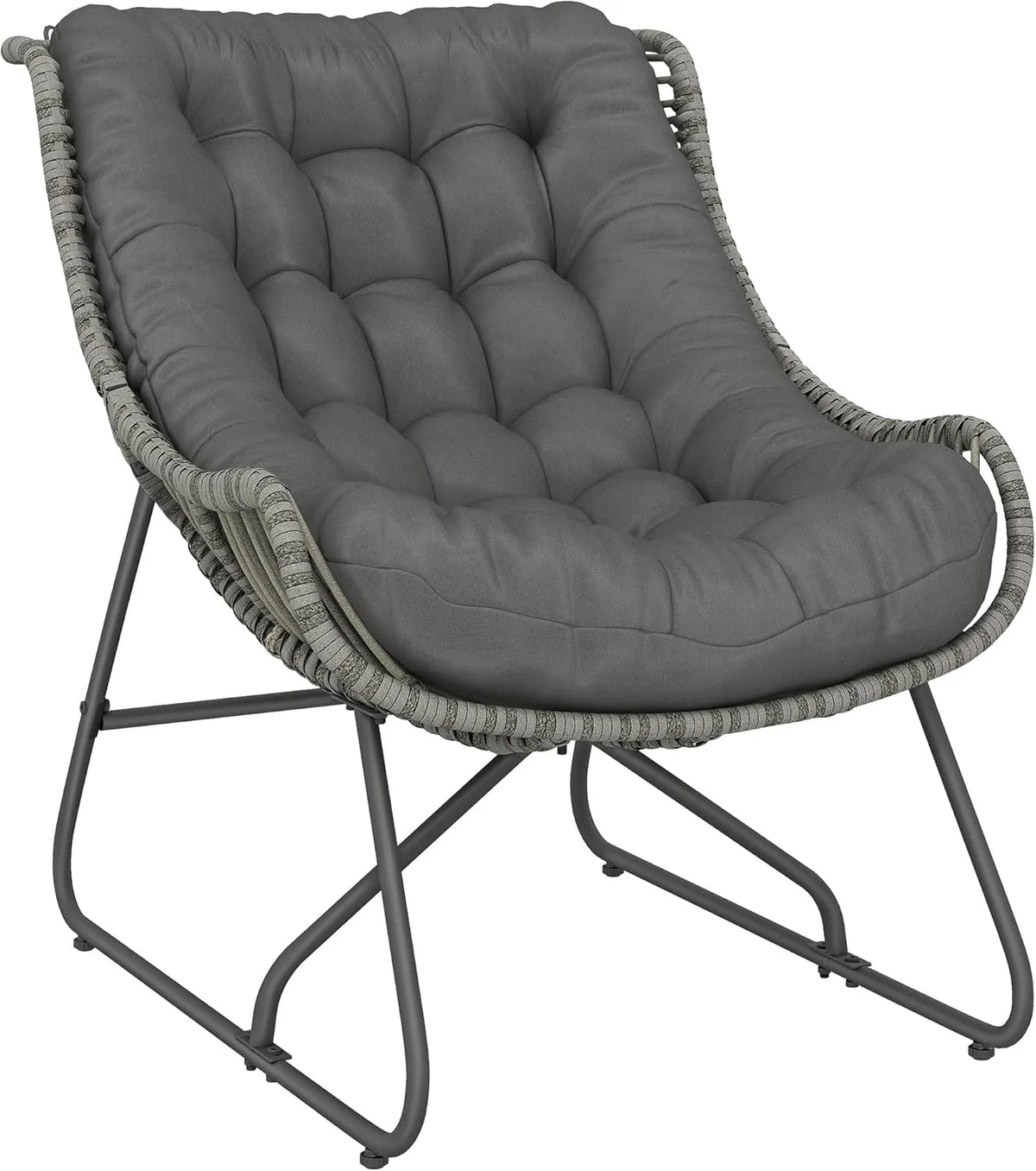Outsunny Gartenstühle: freistehend, mit Kissen, aus Polyrattan, 120kg, grau, aus Metall