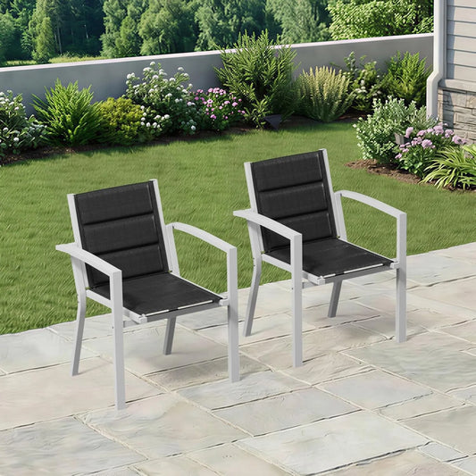 Gartenstühle – mit Armlehnen, wetterfest, aus Aluminium, 2er Set, grau
