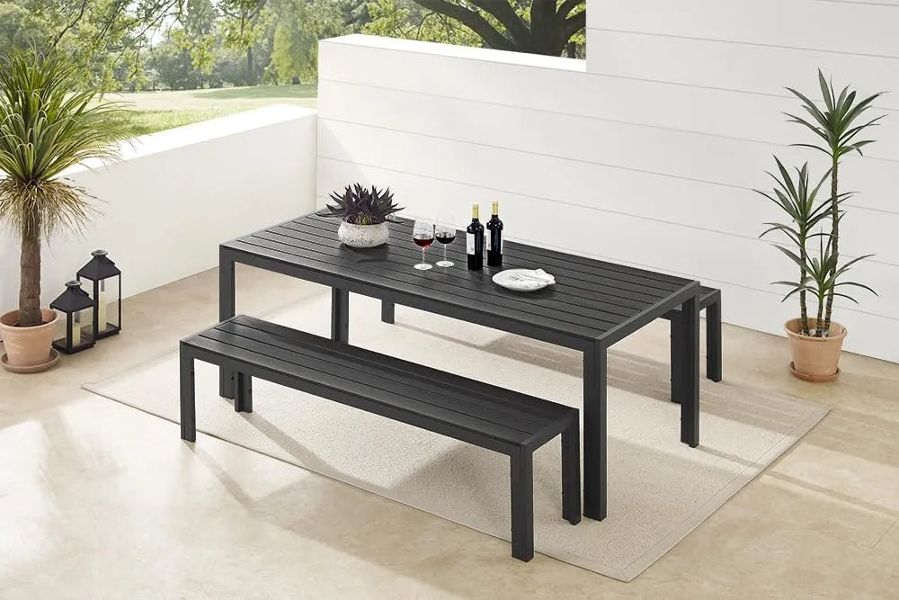 Esstisch und Esszimmertisch: DESIGNO, wetterfest, aus Aluminium, 205cm, anthrazit, mit Stoffbezug