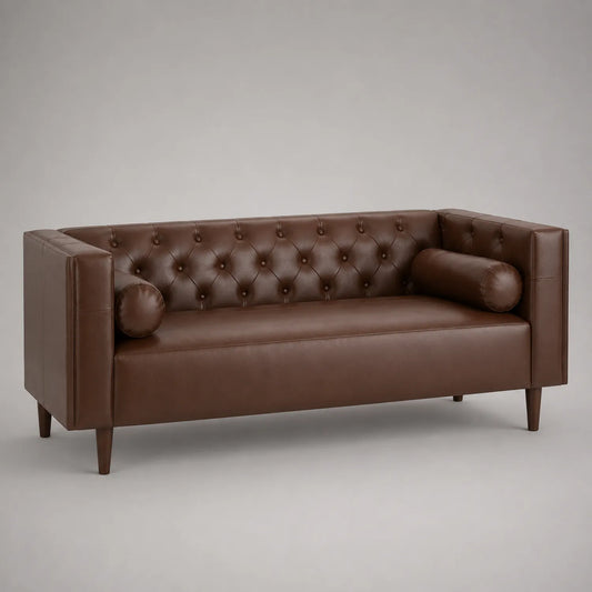 3-Sitzer Sofa Kunstleder Braun 200 cm