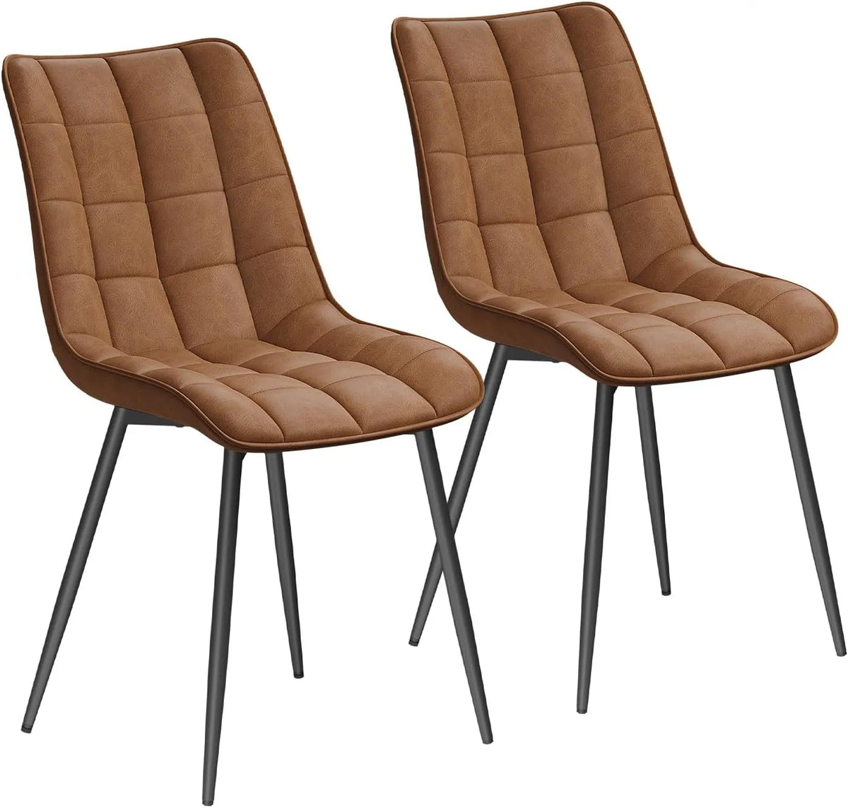 Esszimmerstühle 2er Set – aus PU-Leder, mit Rückenlehne, mit Metallbeinen, 150 kg, braun