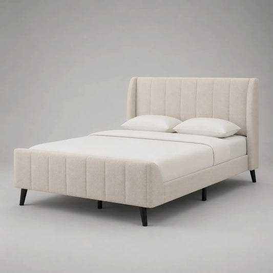 Polsterbett 180x200 cm Beige Holzbeine Polyester
