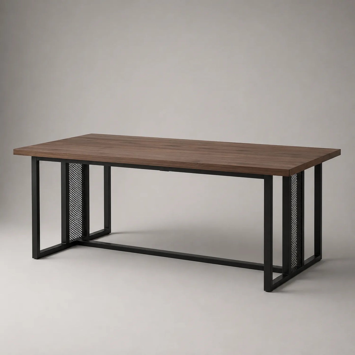 Rechteckiger Esstisch aus Walnussholz und Metall 200x90x75 cm