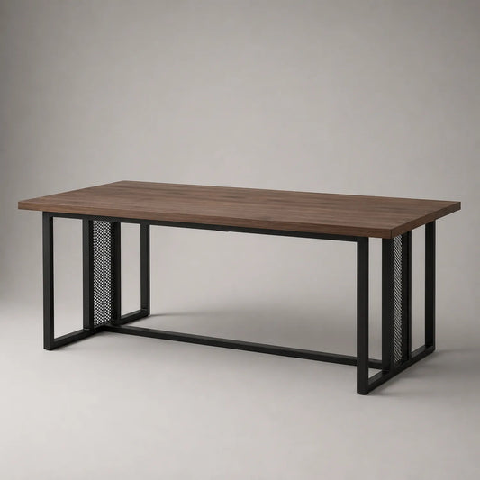 Rechteckiger Esstisch aus Walnussholz und Metall 200x90x75 cm