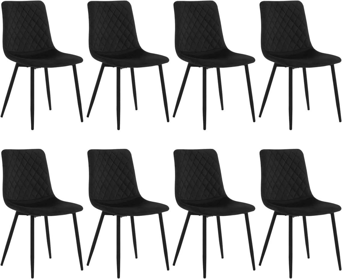 Akzentsessel: mit Samtbezug, mit Metallbeinen, 8er Set, 150 kg, schwarz