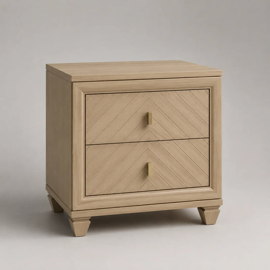Holz Nachttisch mit 2 Schubladen, 50cm x 40cm x 60cm, Hellbraun