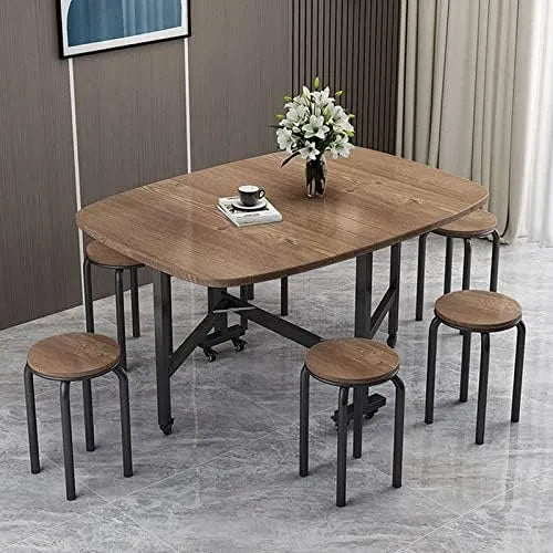 Esszimmerstuhl und Küchenstuhl – drehbar, klappbar, verstellbar, mit Rollen, 120 × 70 cm, braun