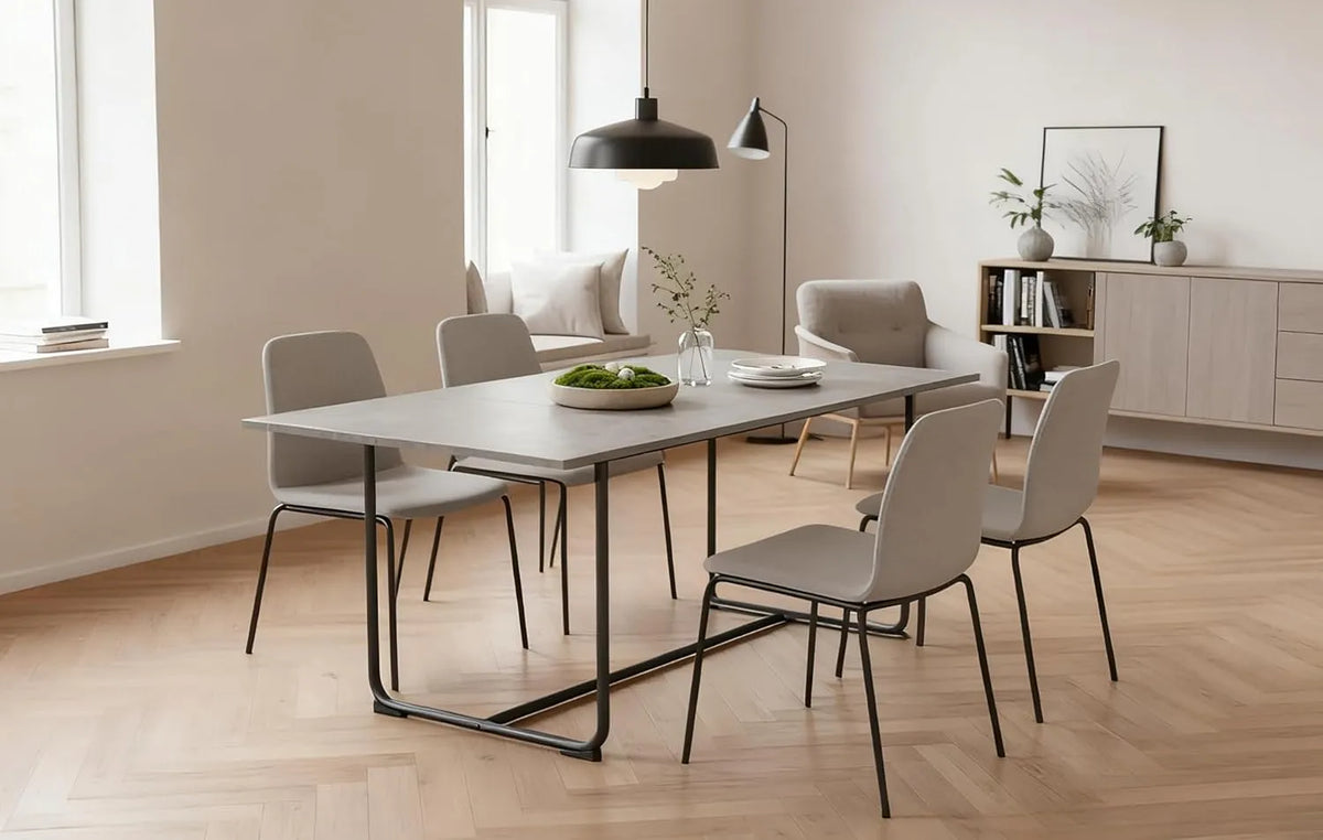 Esstisch und Esszimmertisch – US-BETO, ausziehbar, 160 × 80 cm, aus Metall