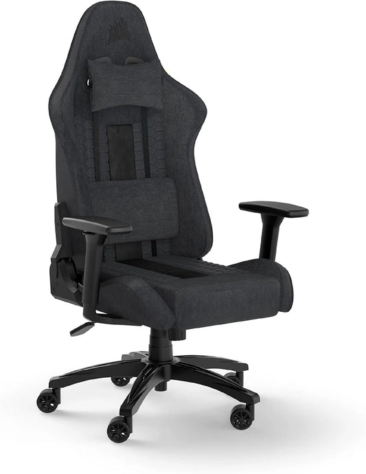 Stuhl – TC100, Schaumstoffpolsterung, mit Armlehnen, mit Kissen, für Gaming, grau, verstellbar