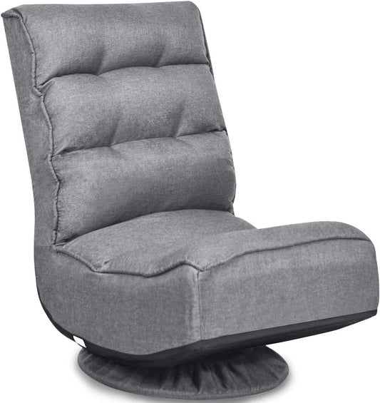 COSTWAY Sessel und Polsterstuhl – Meditationsstuhl, drehbar, mit Rückenlehne, verstellbar, 150kg, grau