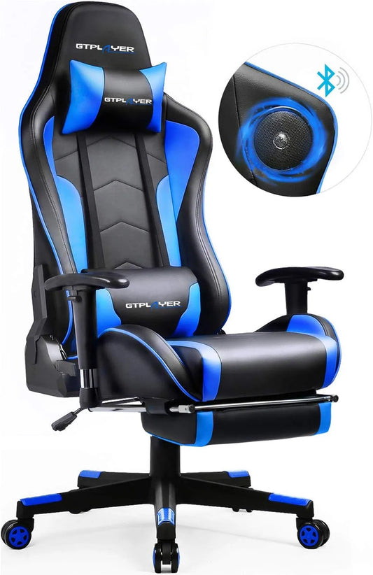Schreibtisch und Computertisch — mit Rückenlehne, für Gaming, verstellbar, Bluetooth-Konnektivität, 200 kg, blau