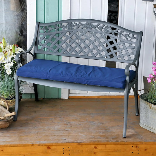 Gartenbank und Terrassenbank: mit Kissen, wetterfest, aus Aluminium, rosa