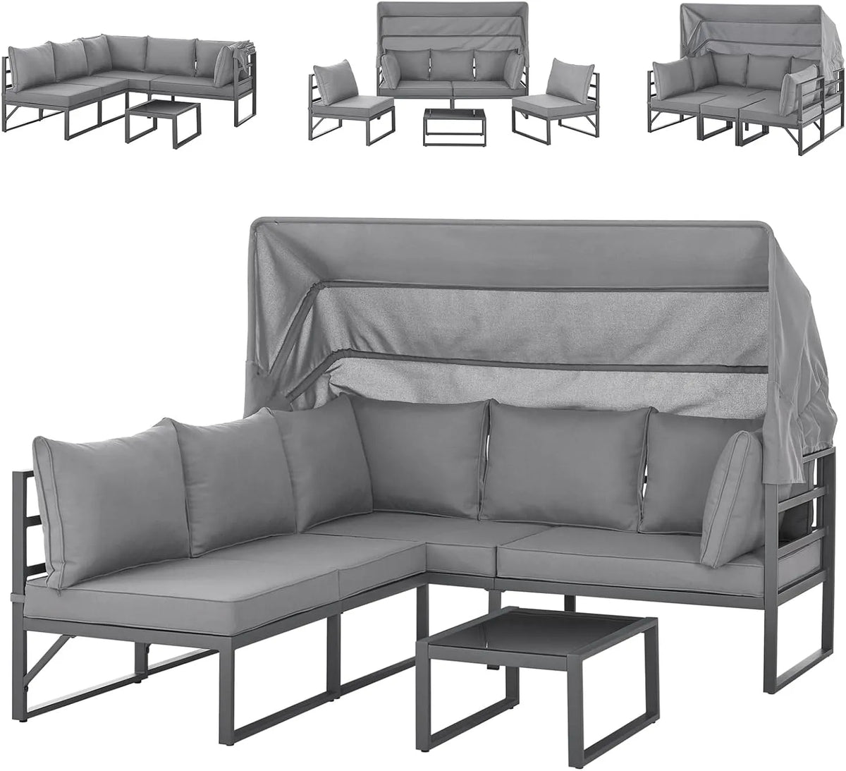 Gartenmöbel-Set und Lounge-Set – aus Stahl, grau