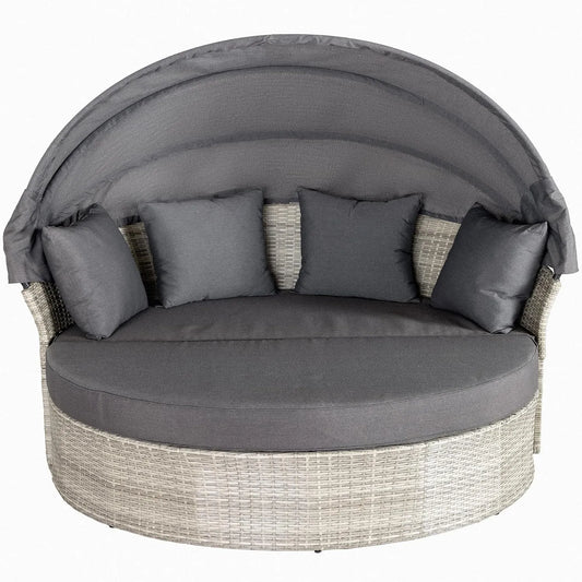 Riess Ambiente Outdoor Sonneninsel Playa Living 165cm dunkelgrau Polyrattan Aluminium: mit Kissen, wetterfest, aus Polyrattan, aus Aluminium