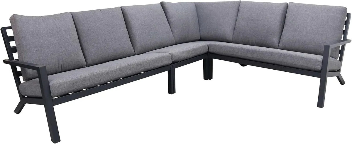 4-teiliges Ecklounge-Set — aus Aluminium, grau