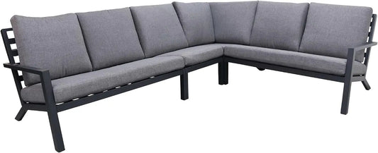 4-teiliges Ecklounge-Set — aus Aluminium, grau