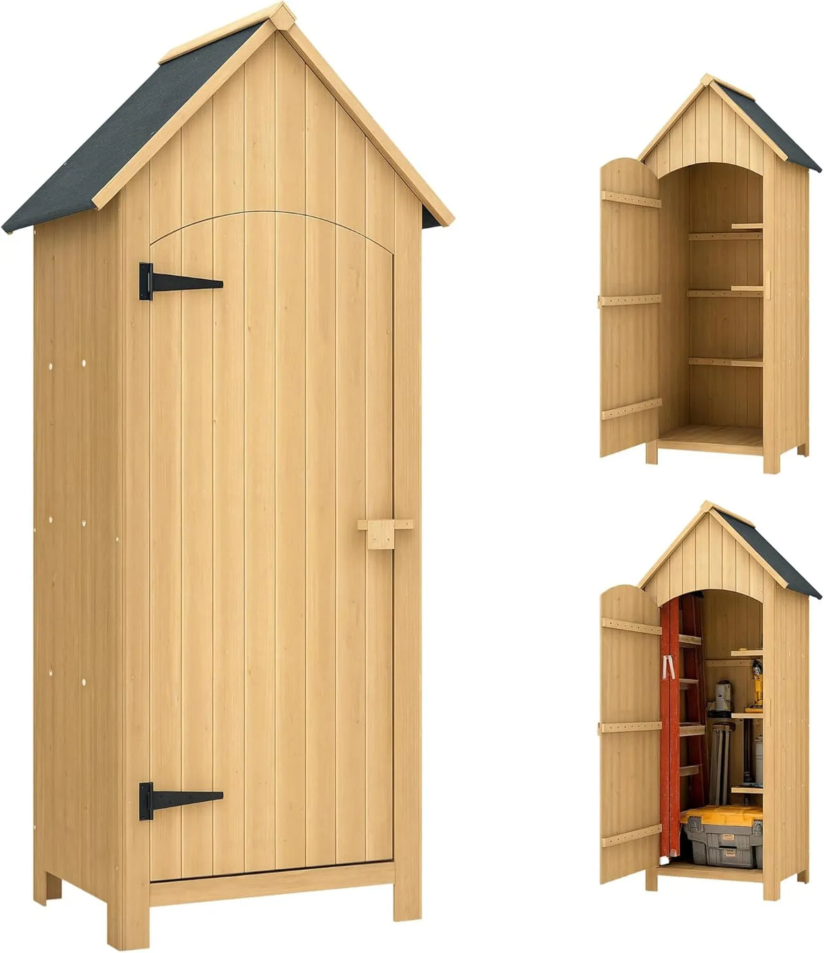 Outsunny Gartenhaus und Geräteschuppen – aus Holz, 77, 5 × 54, 2 × 179, 5 cm, gelb
