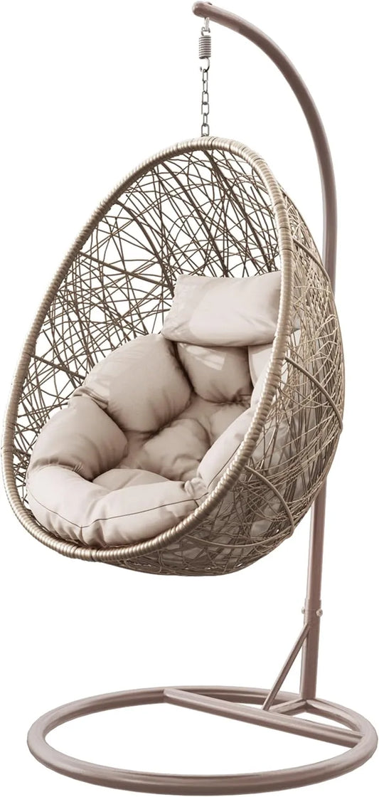 Hängesessel – mit Kissen, beige, aus Metall