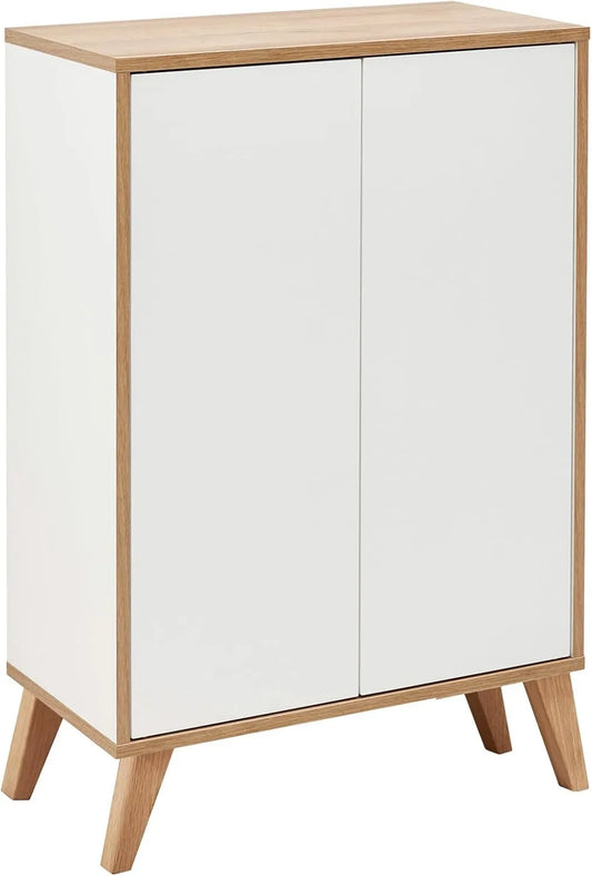 BadeDu Minho Doppel-Midischrank – mit Stauraum, im skandinavischen Stil, 60 cm, weiß