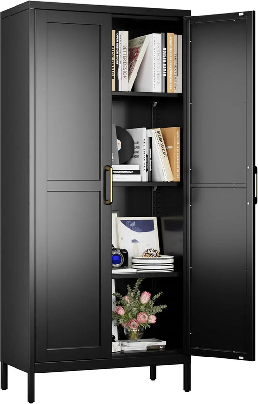 Bücherregal und Standregal – aus Metall, verstellbar, schwarz