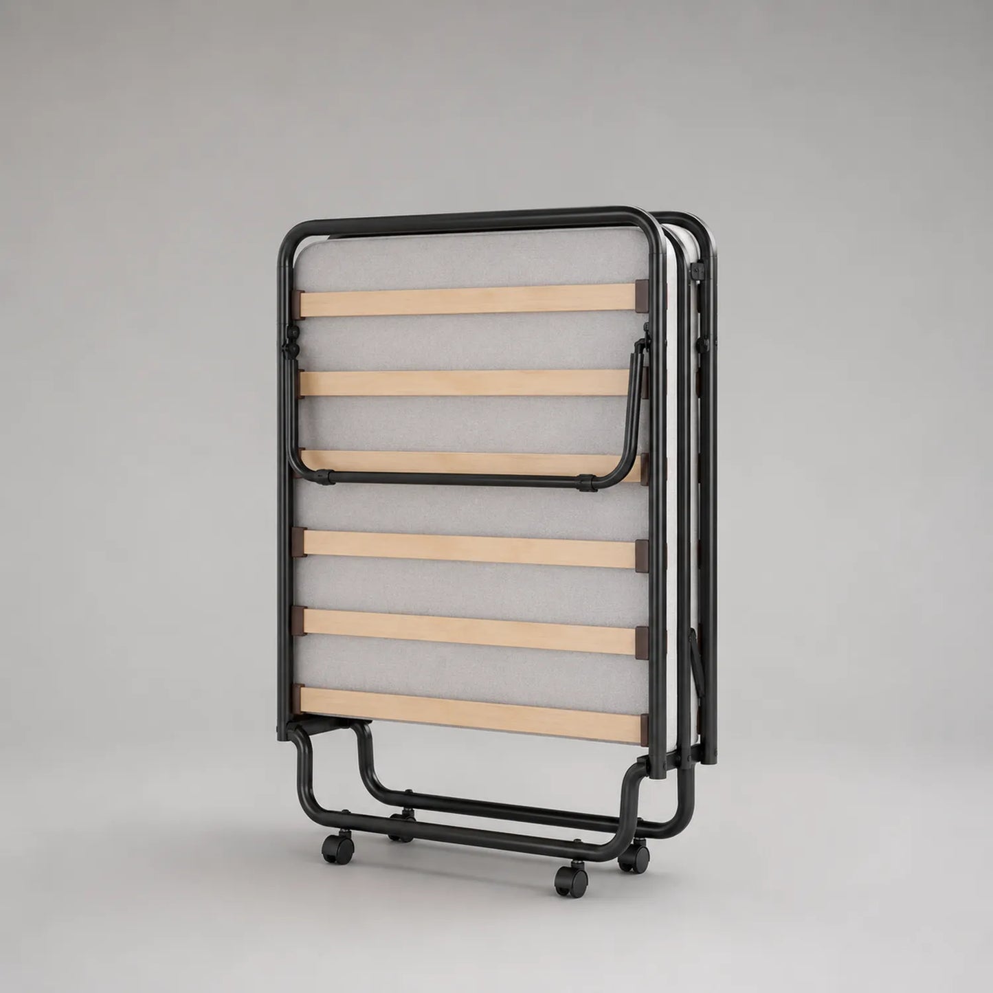 Klappbett Metall mit Holzlatten Schwarz/Beige