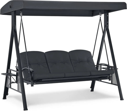 M MCombo 3-Sitzer Hollywoodschaukel mit Liegefunktion — mit Relaxfunktion, drehbar, wetterfest, 204 × 118 × 181 cm, 360kg, verstellbar