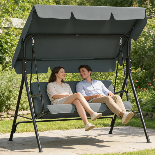 3-Sitzer Hollywoodschaukel — UV-Schutz, wetterfest, 193 × 110 × 152cm, 200 kg, anthrazit, aus Metall