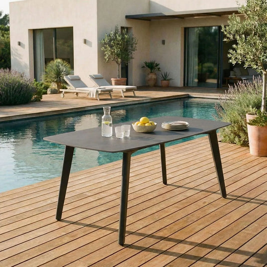 Gartentisch und Terrassentisch – wetterfest, aus Aluminium, 180 × 90 cm, anthrazit