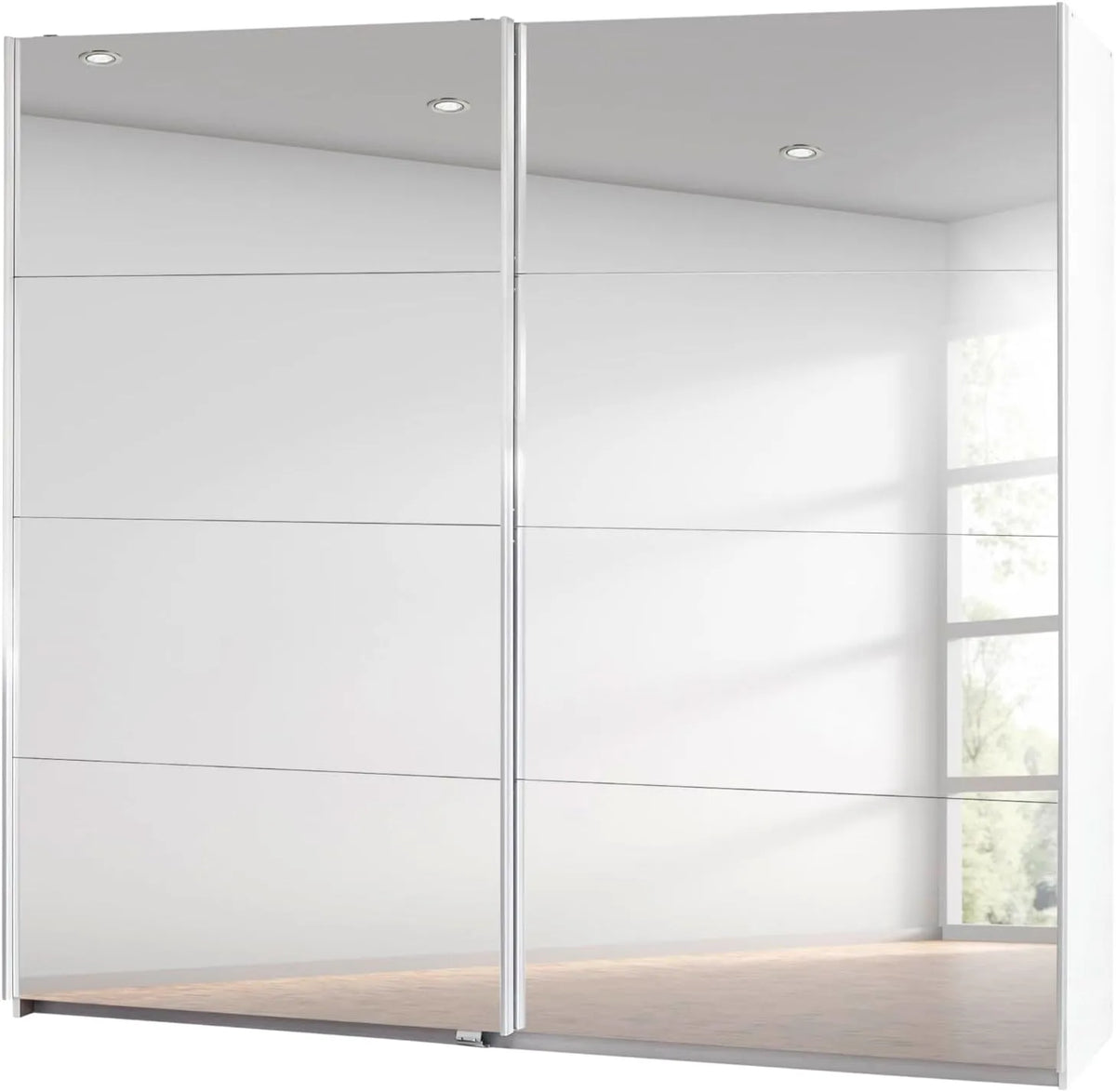 Rauch Möbel Kleiderschrank und Garderobenschrank – mit Spiegel, 2-türig, 226 cm, weiß