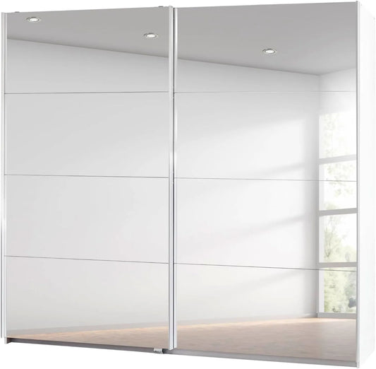 Rauch Möbel Kleiderschrank und Garderobenschrank – mit Spiegel, 2-türig, 226 cm, weiß