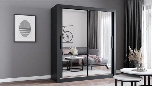 Kleiderschrank und Garderobenschrank – mit Spiegel, 64 × 180 × 215 cm