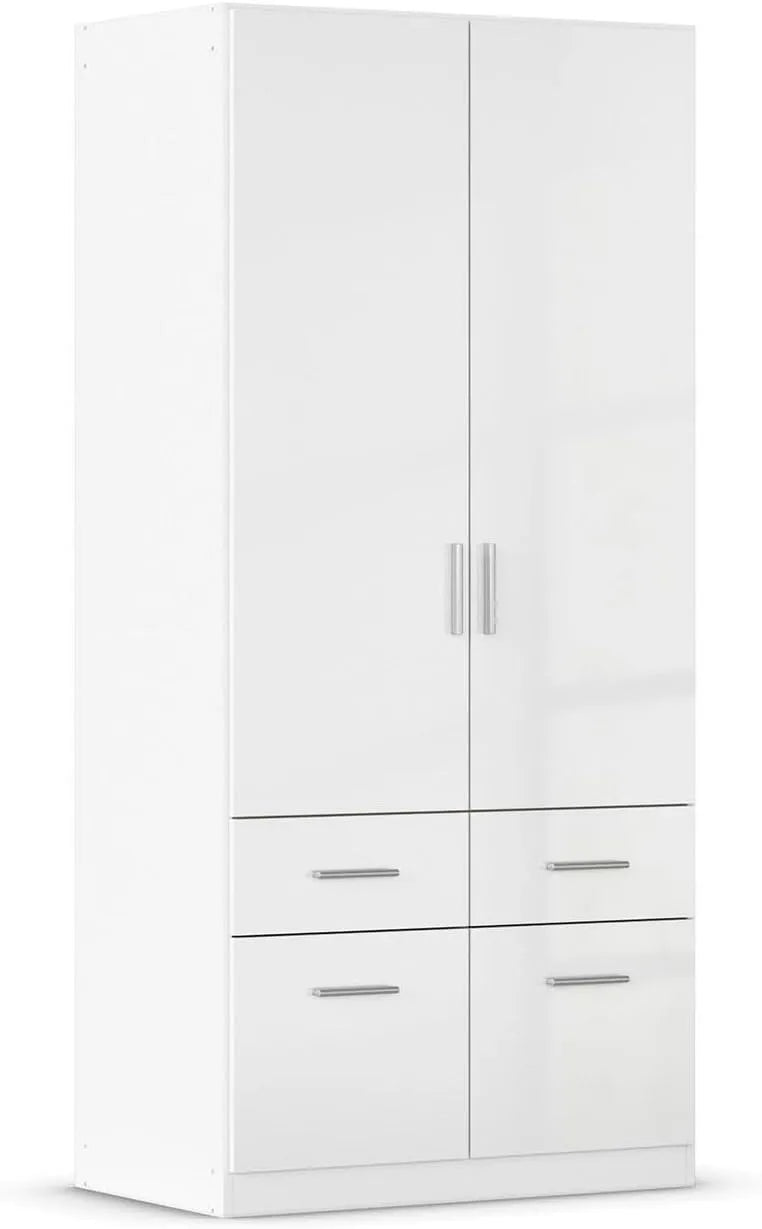 Kleiderschrank und Garderobenschrank — 2-türig, 91 × 197 × 54 cm, weiß