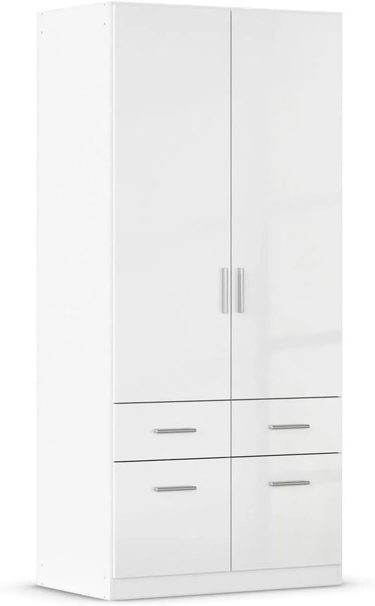 Kleiderschrank und Garderobenschrank — 2-türig, 91 × 197 × 54 cm, weiß