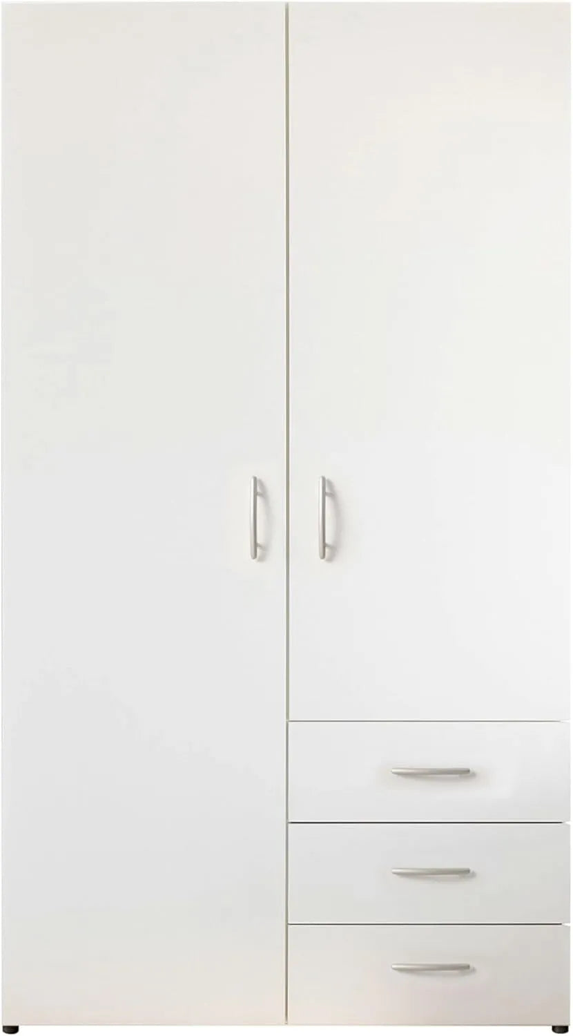 Kleiderschrank und Garderobenschrank – 2-türig, 101 × 176 × 51 cm, weiß