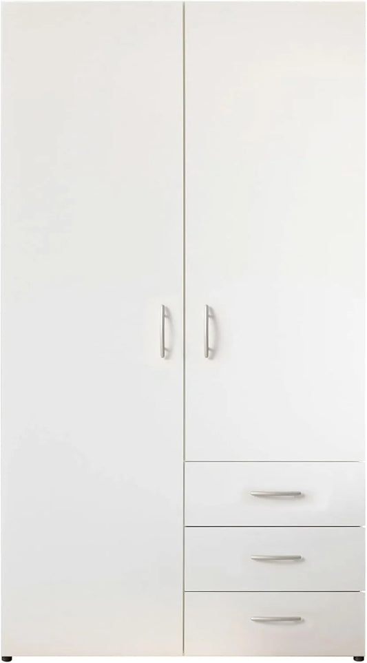 Kleiderschrank und Garderobenschrank – 2-türig, 101 × 176 × 51 cm, weiß