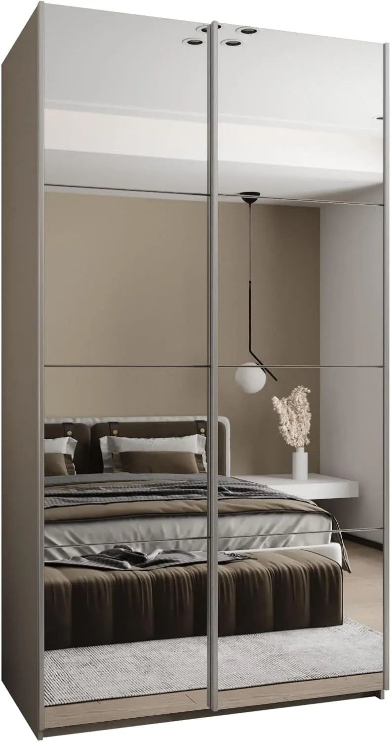 Aufbewahrungsschrank – KRYSPOL, mit Spiegel, 245, 5 × 140 × 64cm, silber