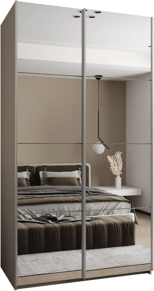 Aufbewahrungsschrank – KRYSPOL, mit Spiegel, 245, 5 × 140 × 64cm, silber