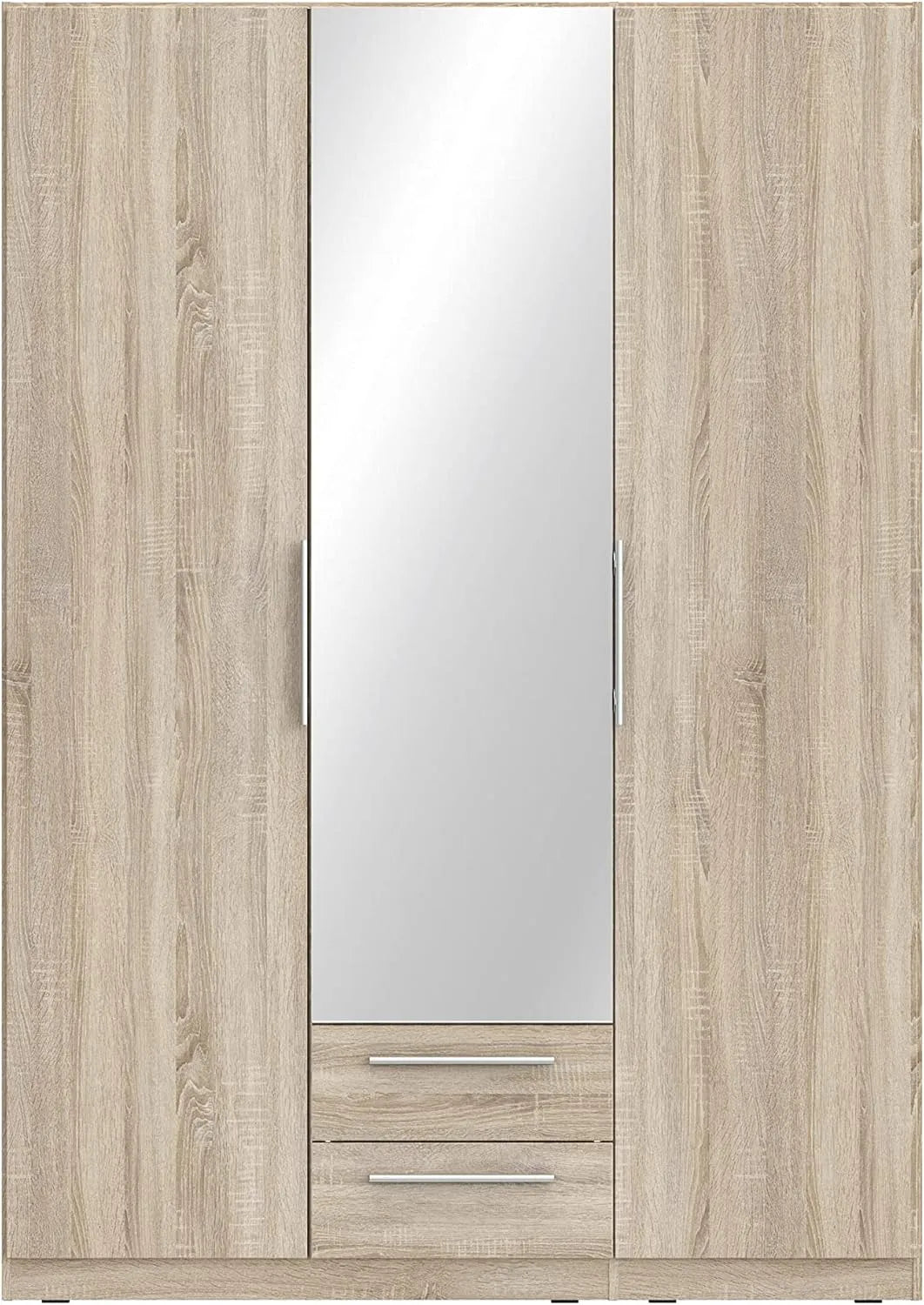Kleiderschrank und Garderobenschrank: CADIXO, mit Schubladen, mit Spiegel, im skandinavischen Stil, 3-türig, 2 Schubladen, 150 cm