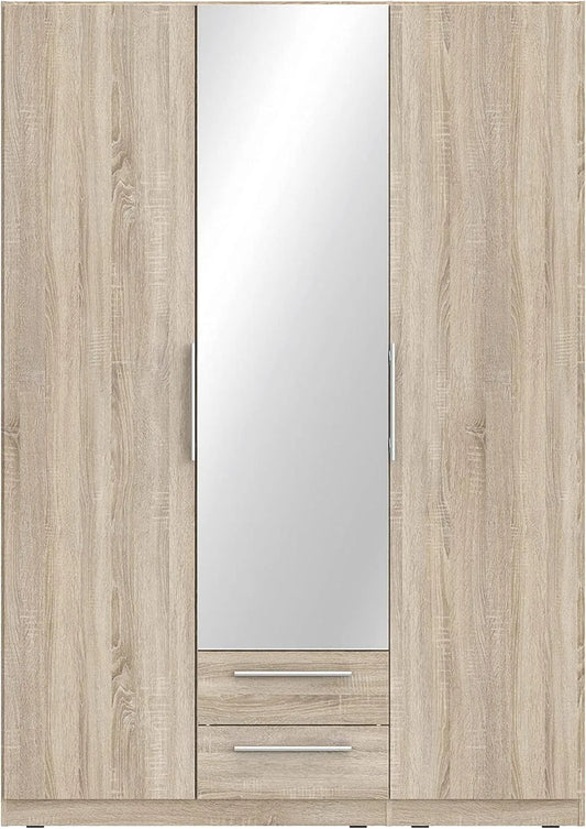 Kleiderschrank und Garderobenschrank: CADIXO, mit Schubladen, mit Spiegel, im skandinavischen Stil, 3-türig, 2 Schubladen, 150 cm