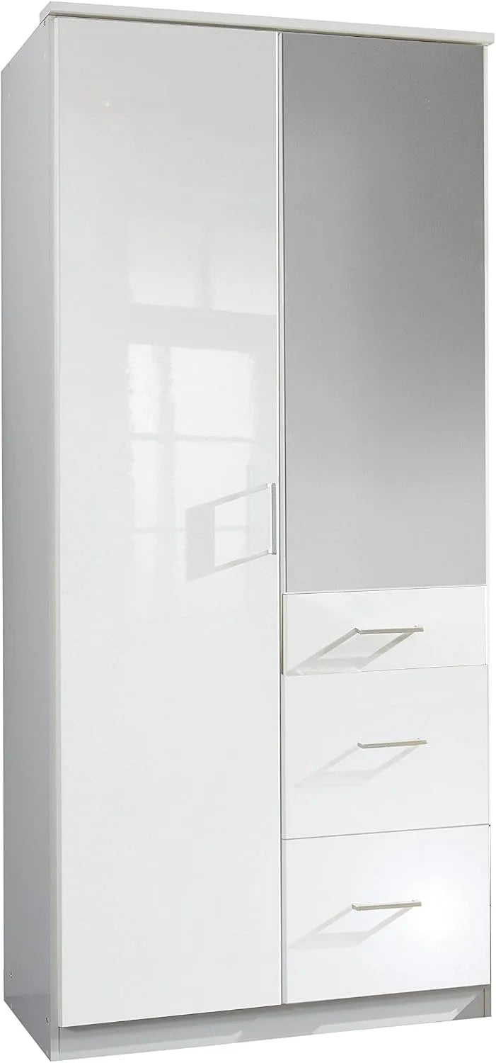 Kleiderschrank und Garderobenschrank — 90 × 198 × 58 cm, weiß