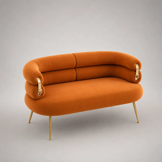 2-Sitzer Sofa Samt Orange Metallbeine