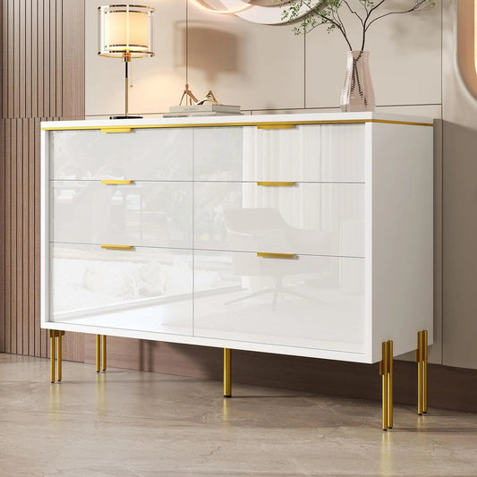 Sideboard und Anrichte — mit Stauraum, mit Schubladen, 6 Schubladen, 120 × 40 × 85, 5cm, weiß