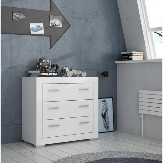 Sideboard und Anrichte – mit Schubladen, 3 Schubladen, 95.7 × 41.7 × 86.5 cm, weiß, mit Stoffbezug